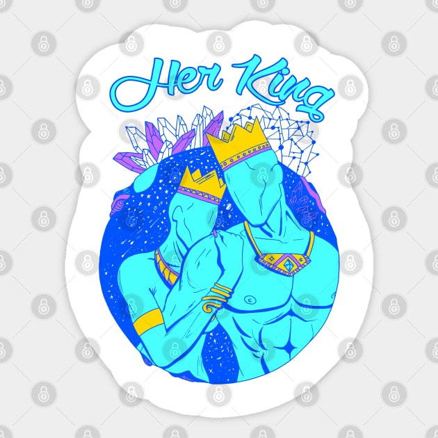 King and Queen Of The Stars - Neon Blue Her King Sticker by kenallouis